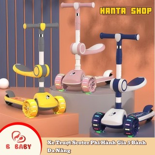 Xe trượt Scoter 3 bánh đa năng có đèn led phát sáng, có nhạc và ghế ngồi cho trẻ em - Xe thăng bằng có nhạc dành cho bé