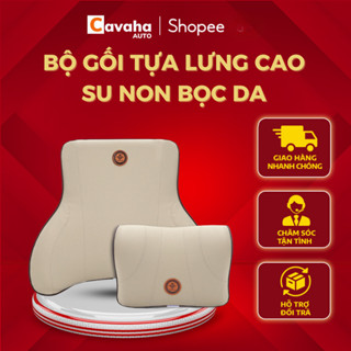 Gối Tựa Lưng Ô Tô - Gối Tựa Đầu Ô Tô Chất Liệu Ruột Cao Su Non Bọc Da, Điều Chỉnh Bảo Vệ Cột Sống
