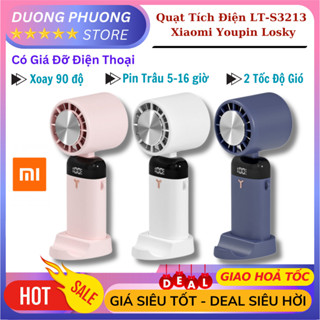Quạt Tích Điện Nén Đá Lạnh Xiaomi Youpin Losky LT-S3213, Nhỏ Gọn, Cầm Tay, Xoay 90 Độ, Có Đế Giữ Điện Thoại, Pin Trâu