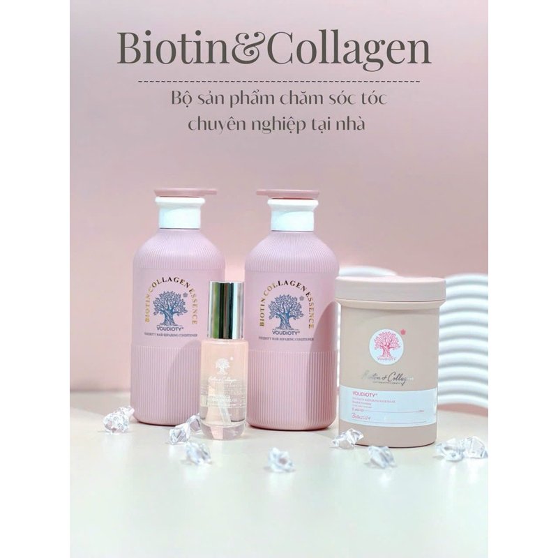 Bộ Dầu Gội Xả Biotin & Collagen Essence Màu Hồng