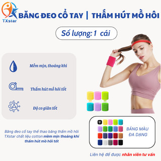 Băng đeo cổ tay thể thao băng thấm mồ hôi TXstar chất liệu cotton mềm mịn thoáng khí thấm hút mồ hôi tốt