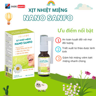 Xịt nhiệt miệng Nano Sanfo Hỗ trợ giảm Loét Miệng - Loét Lưỡi, Miệng nhẹ tênh - Dược Sanfo