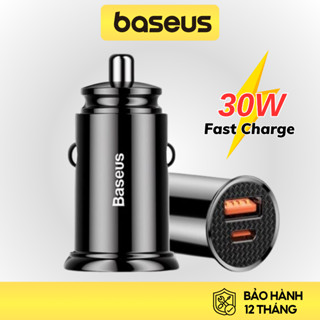 Tẩu sạc nhanh trên ô tô 30w 2 cổng USB - TypeC trong ô tô Basues QC 4.0 PD 3.0 cho ip samsung xiaomi