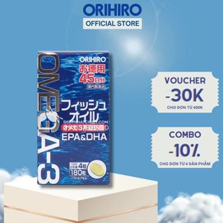 Viên Uống Dầu Cá Omega -3 ORIHIRO Hỗ Trợ Tim Mạch, Giúp Mắt Sáng Hộp 180 Viên - Orihiro Viet Nam