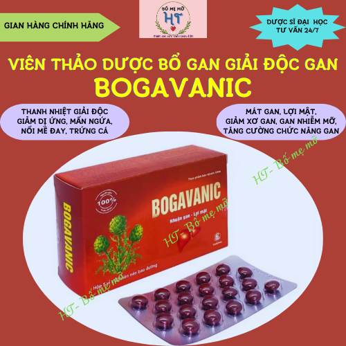 (COMBO 5 HỘP) Bogavanic, Nhuận gan, lợi mật, Bổ gan, Mát gan, Giải độc gan,Tăng cường chức năng gan hộp 100 viên