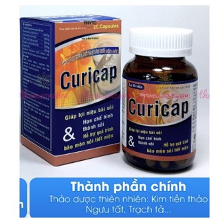 Viên uống tán sỏi Curicap lợi tiểu - Từ Kim tiền thảo lợi niệu, bào mòn sỏi tiết niệu, bổ thận - Hộp 60 viên nang