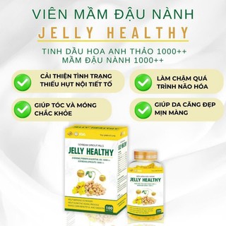 Viên uống mầm đậu nành JELLY HEALTHY Hỗ trợ đẹp da, tăng kich thước vòng 1, cân bằng nội tiết tố - Lọ 100v