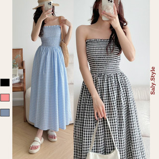 Váy đầm quây cúp ngực maxi dáng dài chun lưng chất xốp vintage nàng thơ Saly _vayquaykecaro229_p6k3