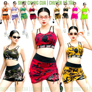 Bộ bra tập gym yoga earobic, zumba,yoga, dân vũ, bộ đồ thể thao nữ áo bra kèm quần váy rút dây thoải mái vận động