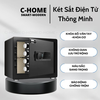 Két sắt điện tử c-home ,tủ két sắt mini vân tay chính hãng sử dụng gia đình văn phòng khách sạn,chống cháy kt ngang 40cm