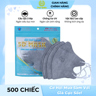 500 CHIẾC KHẨU TRANG 5D DUY QUÂN 3 LỚP KHÁNG KHUẨN, CHỐNG BỤI MỊN (TẶNG 10 CHIẾC KHẨU TRANG 9A)