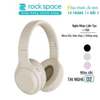Headphone tai nghe bluetooth không dây chụp tai Rockspace O2 có mic nghe nhạc liên tục 15h hàng chính hãng BH 1 năm