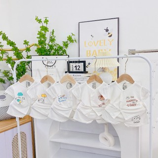 Bộ Quần Áo Sơ Sinh Cho Bé Trai Gái Cộc Tay Thun Lạnh Petit, Mềm Mịn Họa Tiết Dễ Thương Size 3-9kg