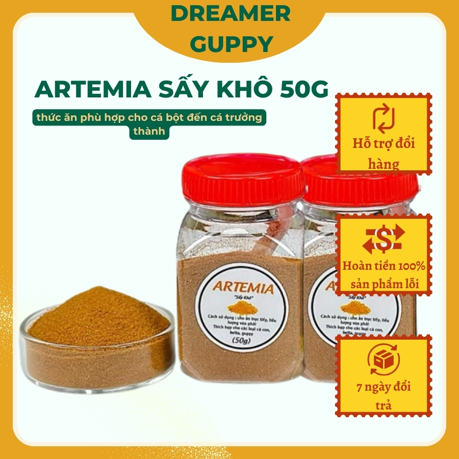 Thức Ăn Cho Cá ARTEMIA Bột Sấy Khô 50G - Atermia Cho Cá Bột, Cá Bảy Màu, Betta