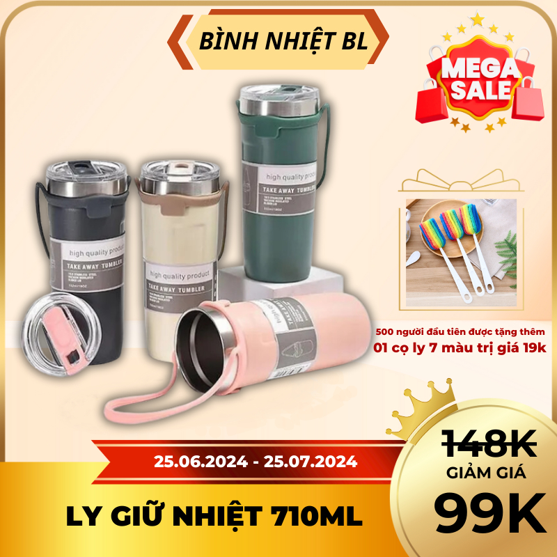  Ly Giữ Nhiệt 710ML Inox 304 - Giữ Nóng Lạnh Lâu - Hàng Cao Cấp, Chất Lượng Tốt
