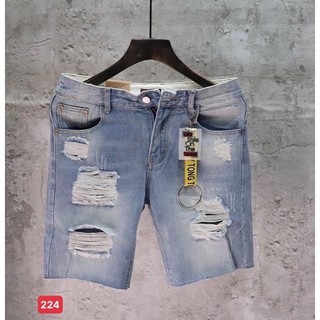 Quần short jean nam màu xanh logo thêu chất bò - quần short lửng bò nam co giãn thời trang cao cấp Tp_shop_87 ms229