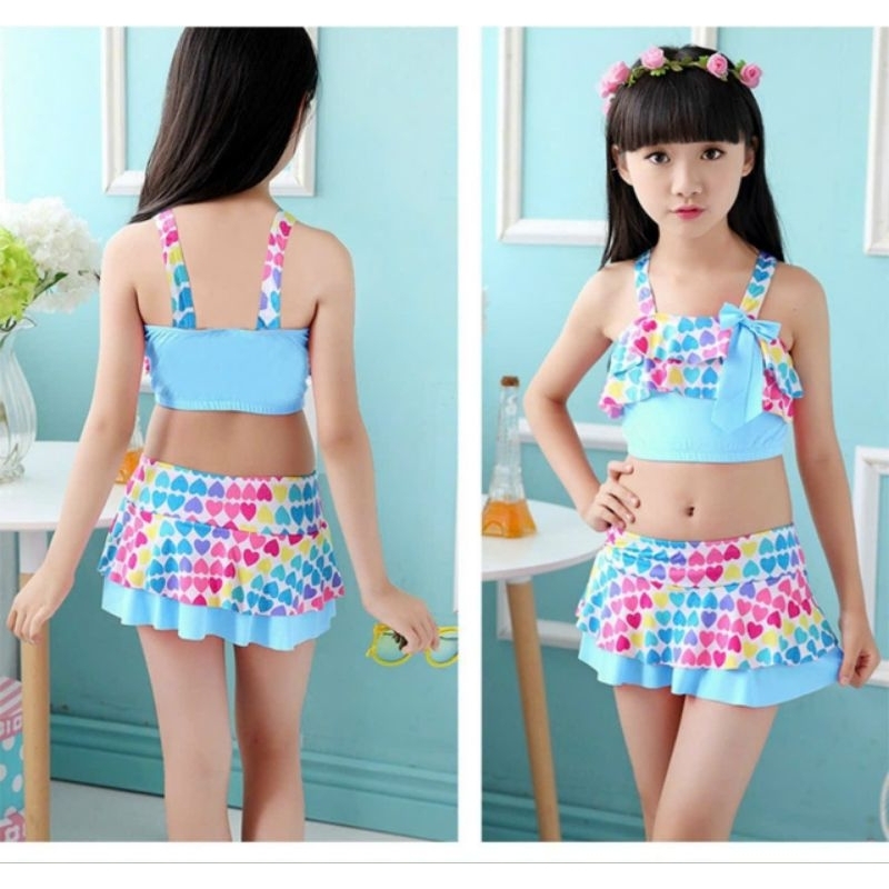 MS155 (18-35kg)váy bơi bé gái kèm mũ big size , bikini bé gái.