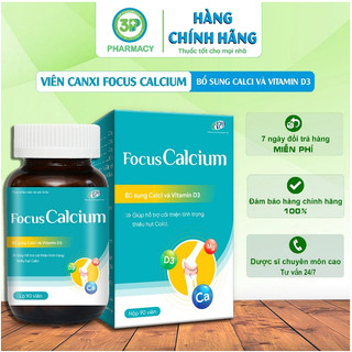 Viên Canxi FocusCalcium - Bổ sung Canxi và Vitamin D3 cải thiện tình trạng thiếu Canxi. Lọ 90 viên