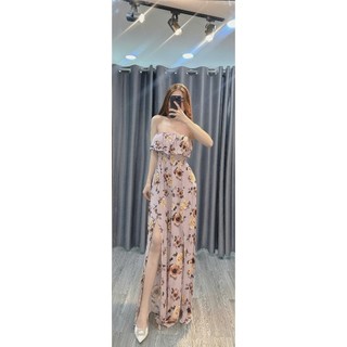 Đầm maxi hoa xẻ tà f21