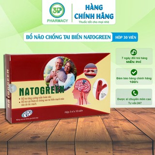 Viên uống bổ não tăng cường trí nhớ NATOGREEN chống tai biến, ngăn ngừa đột quỵ. Hộp 30 viên