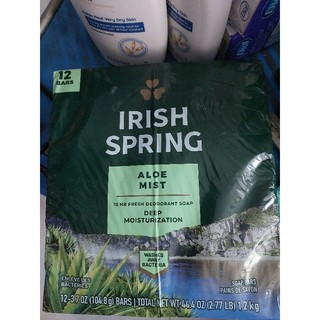 XÀ BÔNG CỤC TINH CHẤT NHA ĐAM Irish Spring Aloe Vera Bar Soap - mẫu mới lốc 12 cục từ mỹ