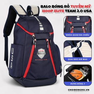 Balo bóng rổ tuyển mỹ USA - Air Hoop Elite 2.0 USA - Khóa mở đa hướng, ngăn riêng giày bóng