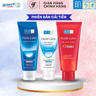 HadaLabo Kem rửa mặt Perfect White Tranexamic Acid Cleanser 80g + Sữa Rửa Mặt Dưỡng Ẩm Hada Labo Advanced Nourish 80g