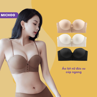 Áo Lót Nữ Cài Trước MICHOO Dáng Quây Đệm 5cm Nâng Ngực Trắng Be Đen Nâu