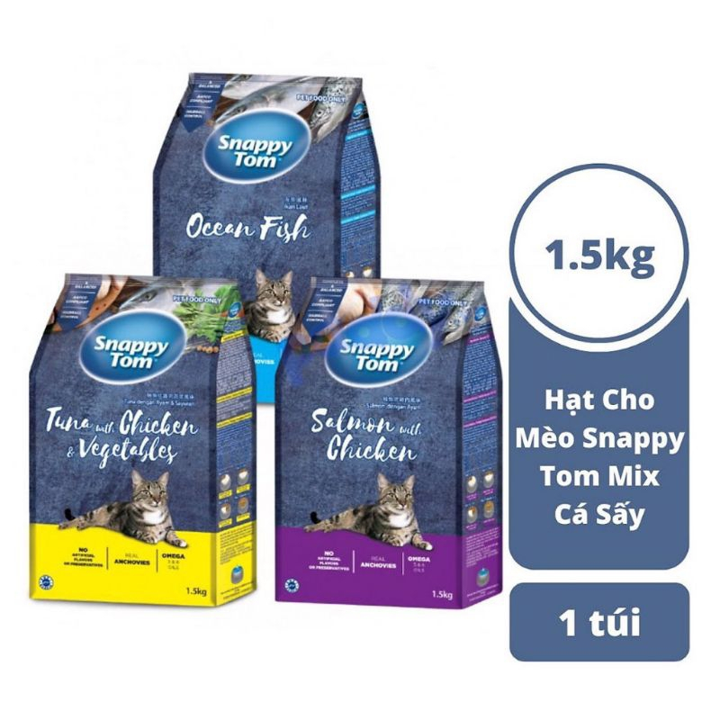 Thức Ăn Hạt Cho Mèo Snappy Tom Mix Cá Sấy