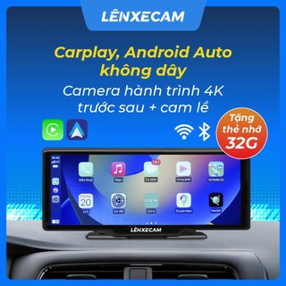 Lenxecam Carplay, Android Auto không dây. Camera hành trình 4k trước sau camera cập lề cảnh báo tốc độ màn hình 10.26 in