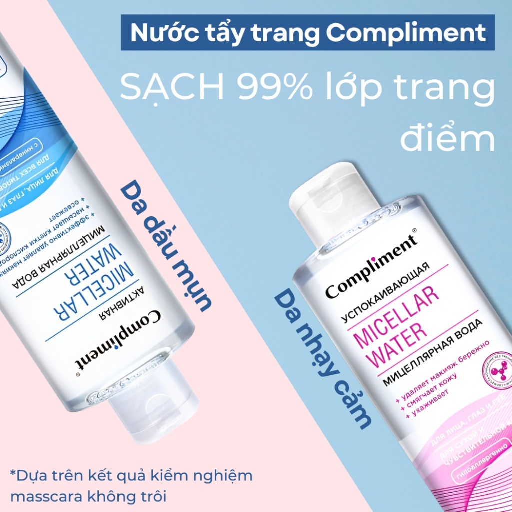Nước tẩy trang Compliment Micellar Water 400ml tt làm sạch sâu cho mọi loại da