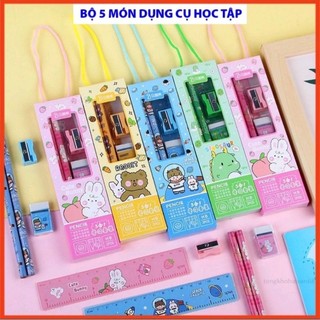 Bộ dụng cụ học tập 5 món quà tặng cho bé yêu - Set 5 món dụng cụ học tập cho bé Quà tặng học sinh Trung Thu Sinh Nhật