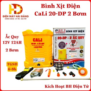 Bình phun xịt sâu.bình xịt điện cali 20-dp. 2 bơm. ắcquy 12v 12ah.hàng nhựa dày. bh 1 năm