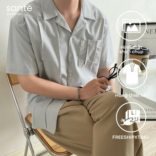 Áo sơ mi cổ vest phong cách Hàn Quốc vải gân form regular - V SHIRT by SANTÉ STUDIO