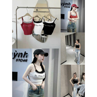Áo tăm 2 dây đệm ngực croptop co giãn