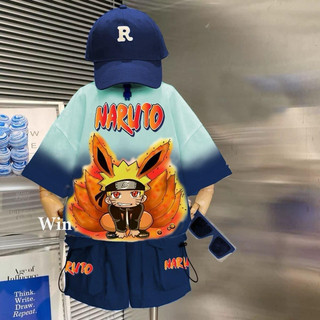 [size 12kg-65kg] Bộ thun cotton Naruto in nổi cho bé