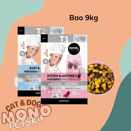 Bao 9KG - Hạt Cho Mèo Cao Cấp Mister Donut - Topping thịt cá trứng