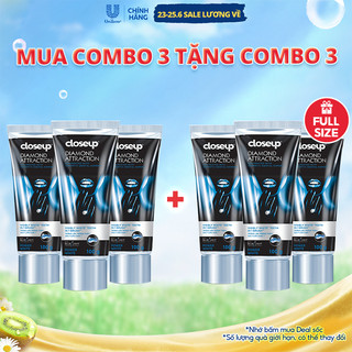 Combo 3 Kem đánh răng dạng GEL Close up Trắng răng Diamond Attraction 100g
