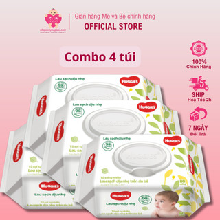 Combo 4 gói khăn ướt huggies 80 miếng không mùi
