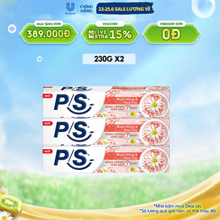 Combo 3 kem đánh P/S Răng Trắng Hơn Sau 7 Ngày 230g/hộp