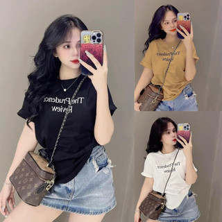 Áo thun cotton thái nữ phom vừa phối chữ