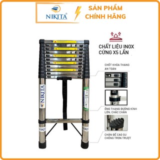 Thang rút đơn inox xếp gọn, chịu lực tới 150kg - Nikita chính hãng - bảo hành 24 tháng