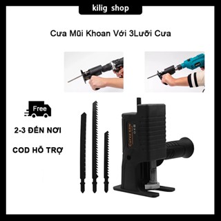 kLưỡi cưa Bộ Chuyển Đổi Máy Khoan Thành Máy Cưa Lọng Cầm Tay (Tặng kèm 3 lưỡi cưa) Cưa Mũi Khoan Với 3Lưỡi Cưa