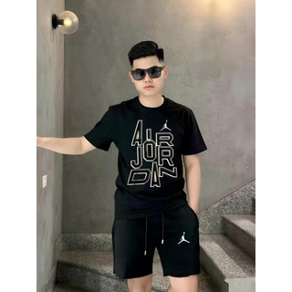 Bộ quần áo nam mùa hè vân nhung mềm mịn thoáng mát thời trang