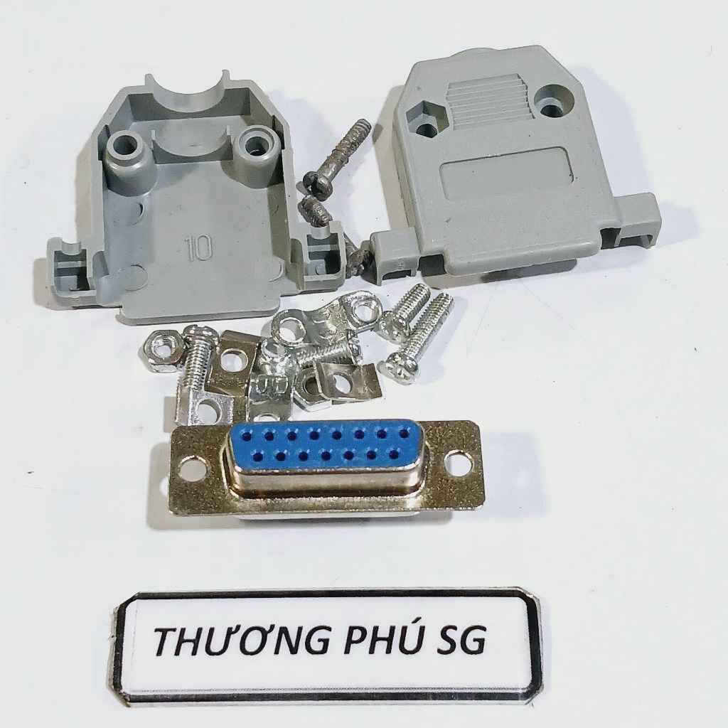 Đầu hàn Com 15 (DB15) / Đầu Com 15 Lổ Cái (DB15F - 15M Lổ Cái) (Bao gồm võ nhựa)