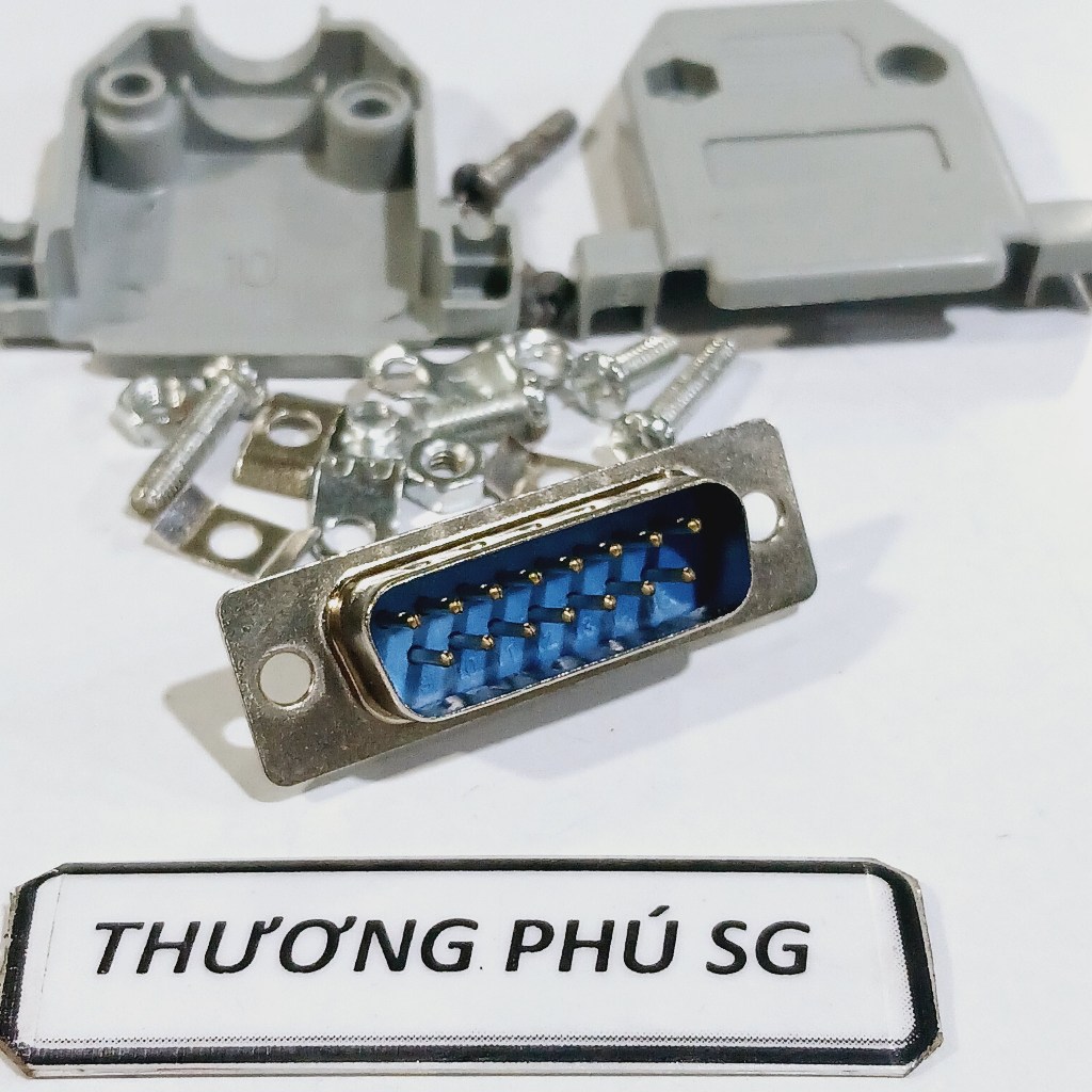 Đầu hàn Com 15 (DB15) / Đầu Com 15 Kim Đực (DB15M - 15M Kim Đực) (Bao gồm võ nhựa)