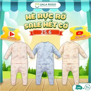 Bộ quần áo sơ sinh cho bé Ualarogo 0 - 9 tháng dài tay vải Cotton melange thoáng mát co giãn thấm hút mềm mại 3639
