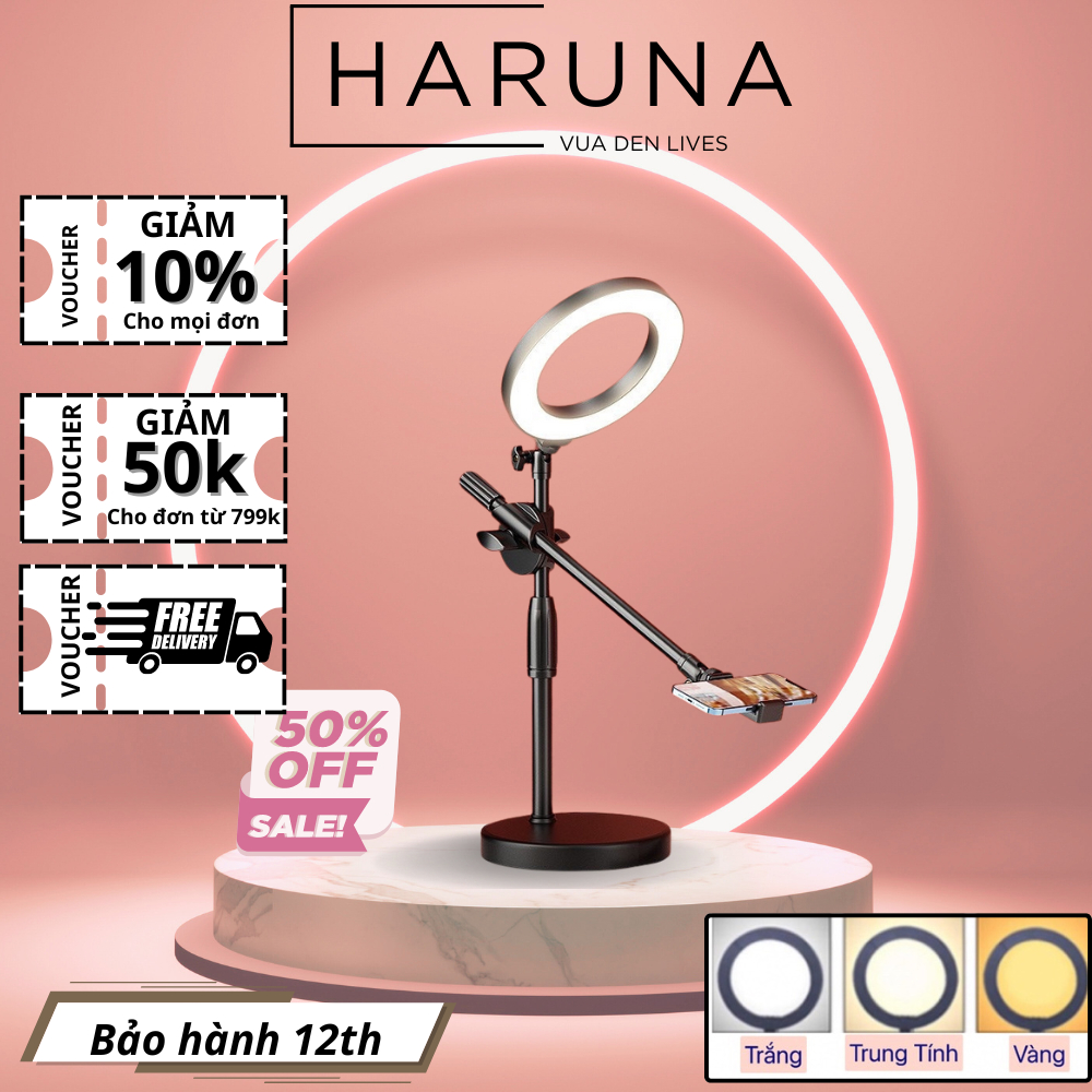 Bộ Đèn review Để Bàn Quay Video Review Sản Phẩm, có thể điều chỉnh kèm kẹp điện thoại 360 độ linh ho