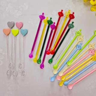 10 Muỗng khuấy pha chế Vương miện, trái tim 22cm ..Uống sinh tố, trà sữa, cà phê. Cây rửa ly, bình