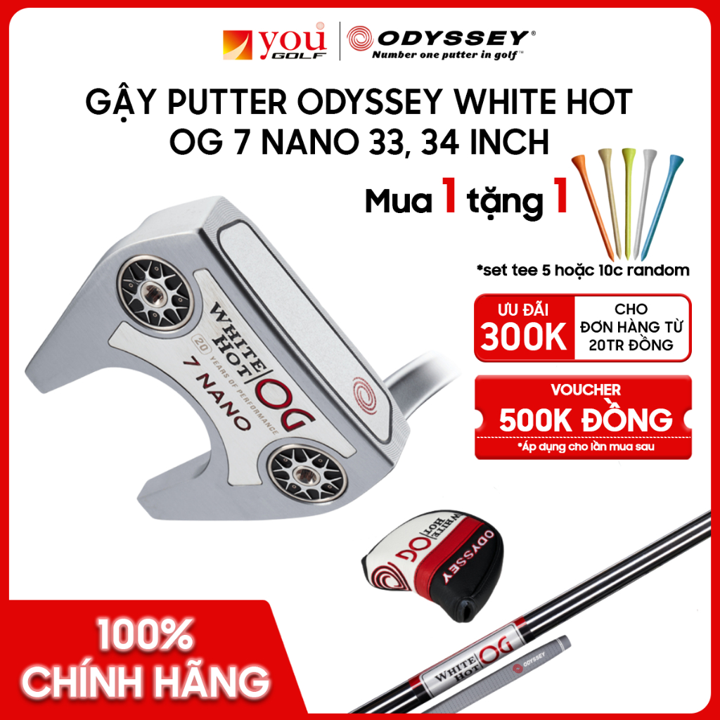 (Chính Hãng) Gậy Putter Odyssey White Hot OG 7 Nano 33 Inch Và 34 Inch - Gậy Golf New Seal